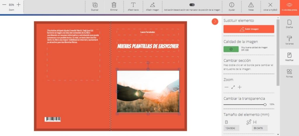 BoD Blog cómo hacer una portada de un libro con easyCOVER diseño propio fuente y foto 2